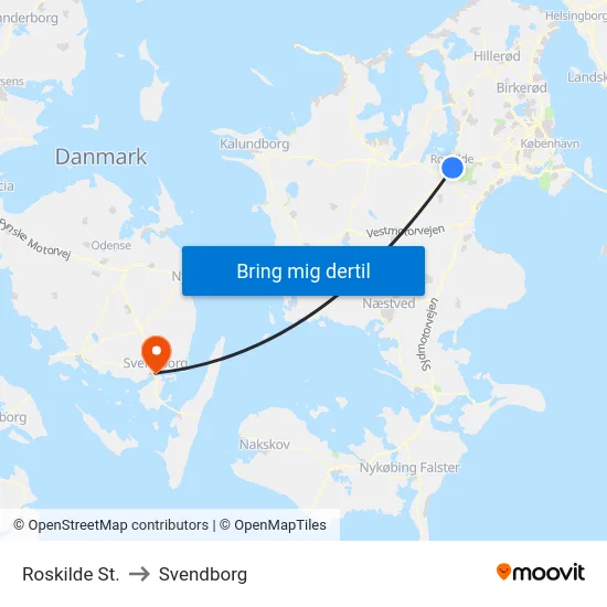 Roskilde St. to Svendborg map