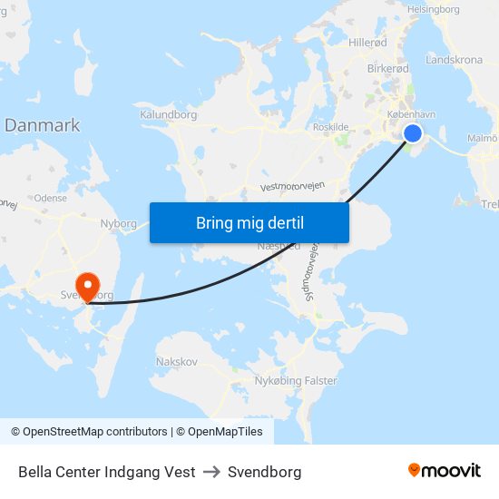 Bella Center Indgang Vest to Svendborg map