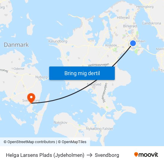 Helga Larsens Plads (Jydeholmen) to Svendborg map