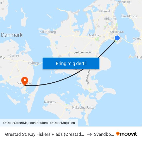 Ørestad St. Kay Fiskers Plads (Ørestad St.) to Svendborg map