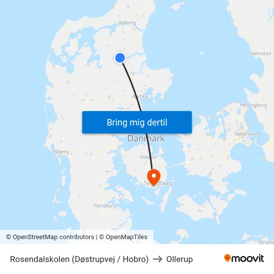 Rosendalskolen (Døstrupvej / Hobro) to Ollerup map