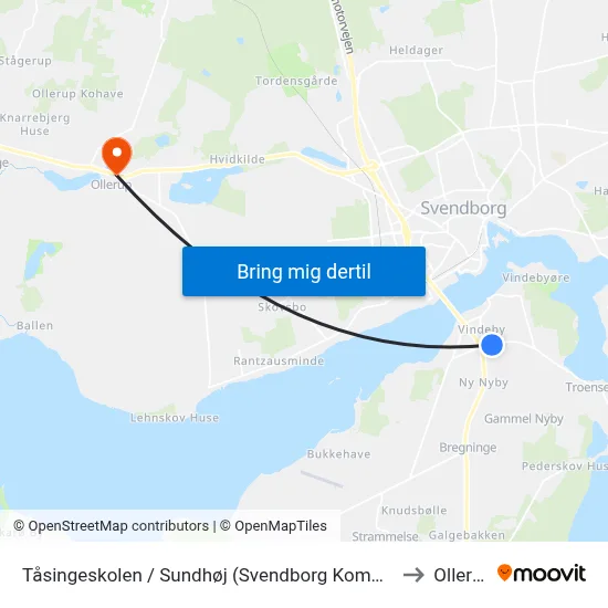 Tåsingeskolen / Sundhøj (Svendborg Kommune) to Ollerup map