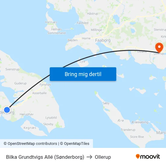Bilka Grundtvigs Allé (Sønderborg) to Ollerup map
