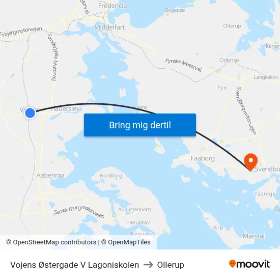 Vojens Østergade V Lagoniskolen to Ollerup map