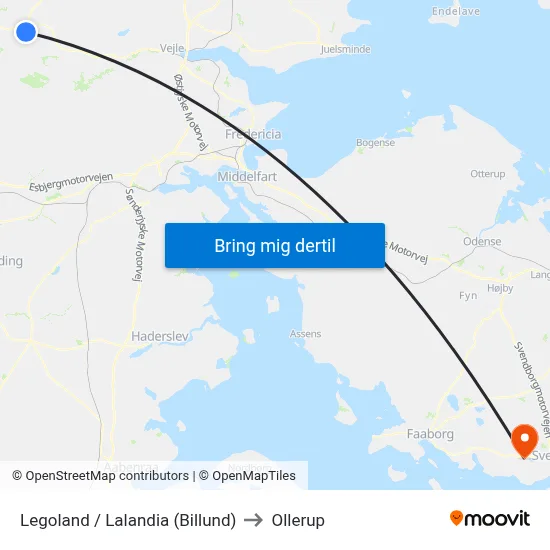 Legoland / Lalandia (Billund) to Ollerup map