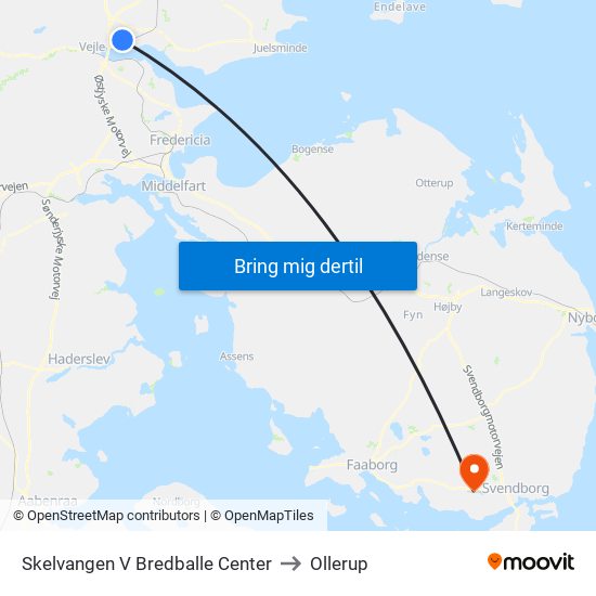 Skelvangen V Bredballe Center to Ollerup map