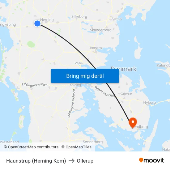 Haunstrup (Herning Kom) to Ollerup map