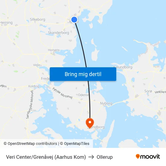 Veri Center/Grenåvej (Aarhus Kom) to Ollerup map