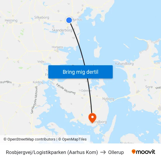 Rosbjergvej/Logistikparken (Aarhus Kom) to Ollerup map
