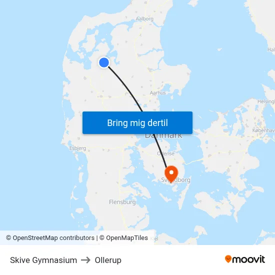 Skive Gymnasium to Ollerup map