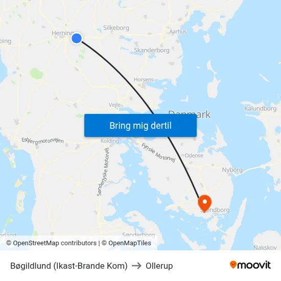 Bøgildlund (Ikast-Brande Kom) to Ollerup map