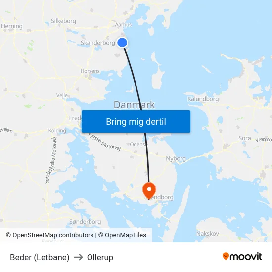 Beder (Letbane) to Ollerup map