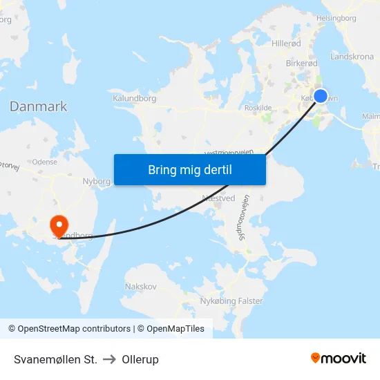 Svanemøllen St. to Ollerup map