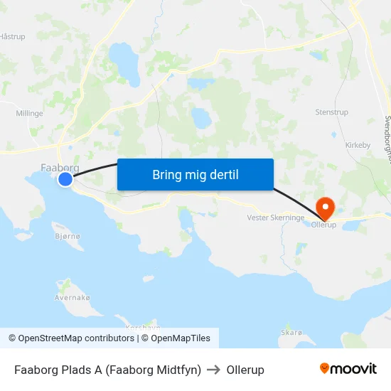 Faaborg Plads A (Faaborg Midtfyn) to Ollerup map