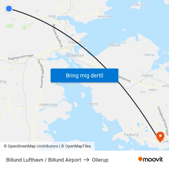 Billund Lufthavn / Billund Airport to Ollerup map