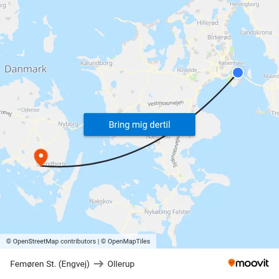 Femøren St. (Engvej) to Ollerup map