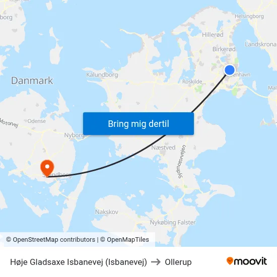Høje Gladsaxe Isbanevej (Isbanevej) to Ollerup map