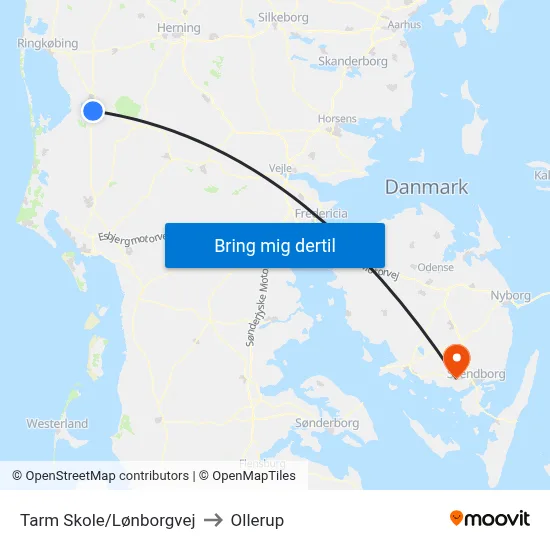 Tarm Skole/Lønborgvej to Ollerup map