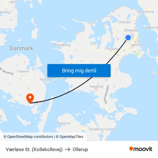 Værløse St. (Kollekollevej) to Ollerup map