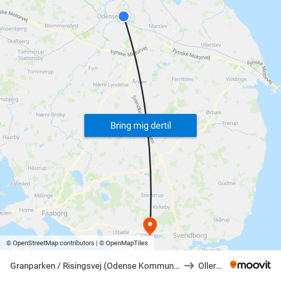 Granparken / Risingsvej (Odense Kommune) to Ollerup map