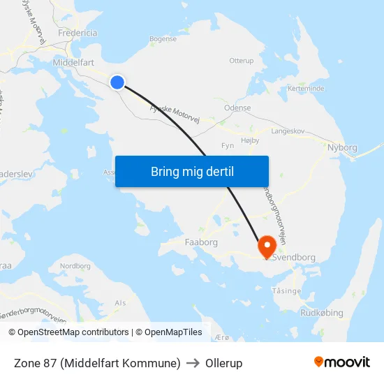 Zone 87 (Middelfart Kommune) to Ollerup map