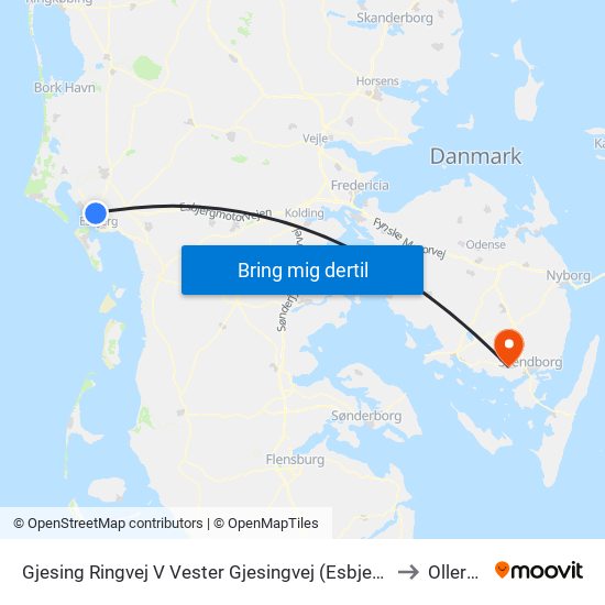 Gjesing Ringvej V Vester Gjesingvej (Esbjerg) to Ollerup map