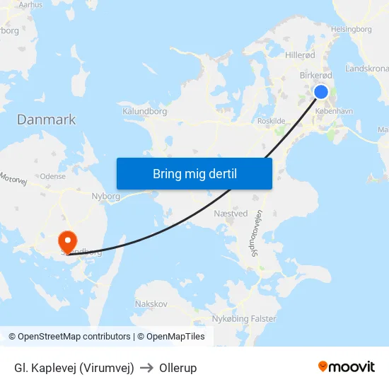 Gl. Kaplevej (Virumvej) to Ollerup map