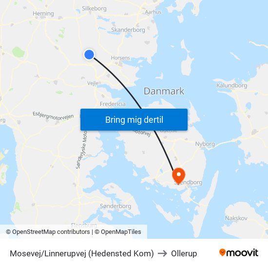 Mosevej/Linnerupvej (Hedensted Kom) to Ollerup map