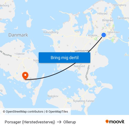 Porsager (Herstedvestervej) to Ollerup map