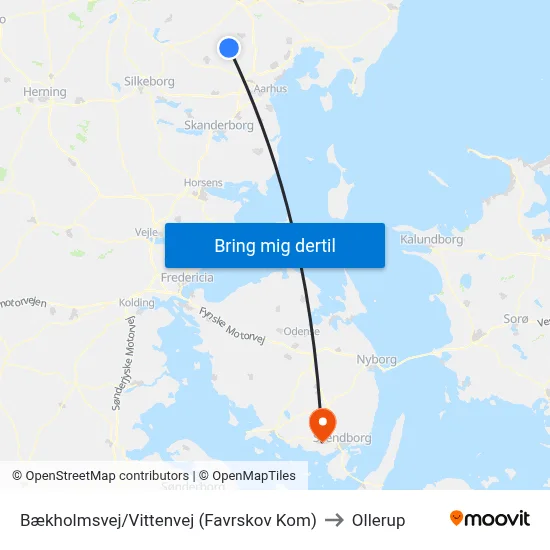 Bækholmsvej/Vittenvej (Favrskov Kom) to Ollerup map