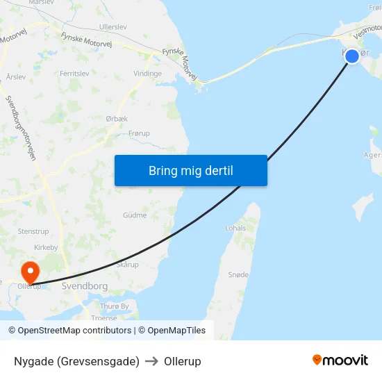 Nygade (Grevsensgade) to Ollerup map
