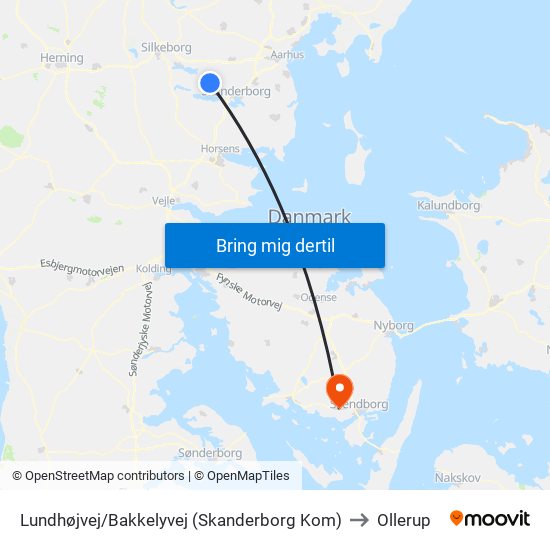 Lundhøjvej/Bakkelyvej (Skanderborg Kom) to Ollerup map