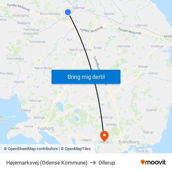 Højemarksvej (Odense Kommune) to Ollerup map