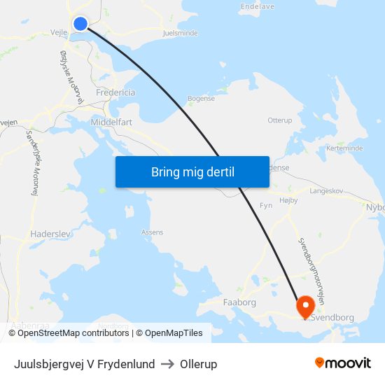 Juulsbjergvej V Frydenlund to Ollerup map