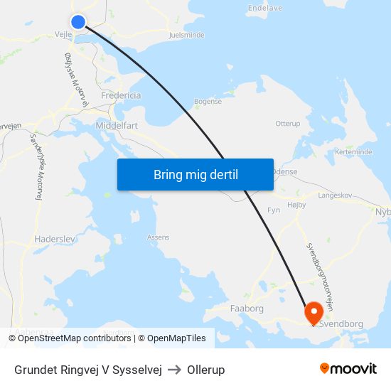 Grundet Ringvej V Sysselvej to Ollerup map