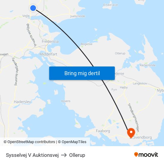 Sysselvej V Auktionsvej to Ollerup map