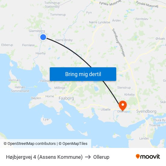 Højbjergvej 4 (Assens Kommune) to Ollerup map