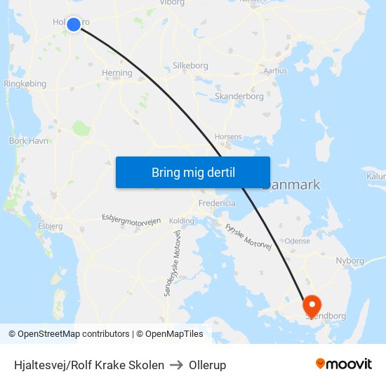 Hjaltesvej/Rolf Krake Skolen to Ollerup map