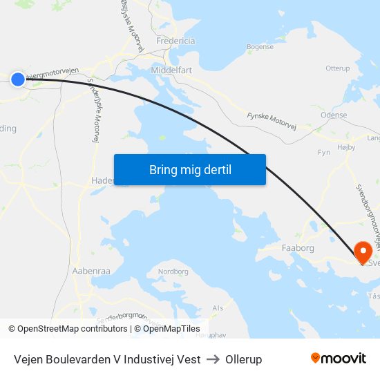 Vejen Boulevarden V Industivej Vest to Ollerup map