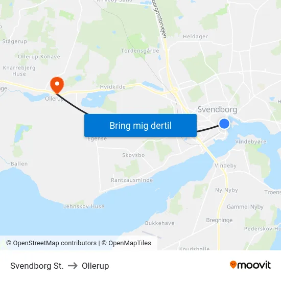 Svendborg St. to Ollerup map