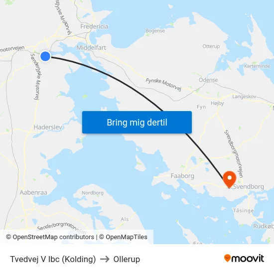 Tvedvej V Ibc (Kolding) to Ollerup map