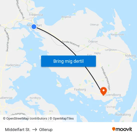 Middelfart St. to Ollerup map