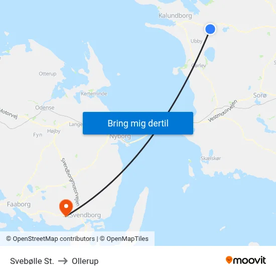 Svebølle St. to Ollerup map
