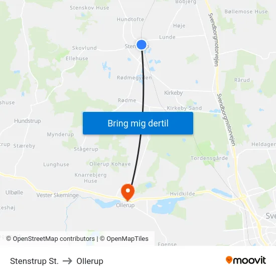 Stenstrup St. to Ollerup map