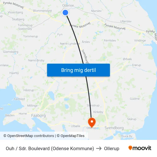 Ouh / Sdr. Boulevard (Odense Kommune) to Ollerup map