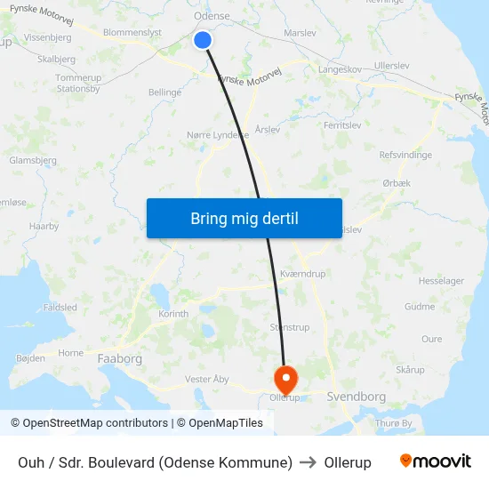 Ouh / Sdr. Boulevard (Odense Kommune) to Ollerup map