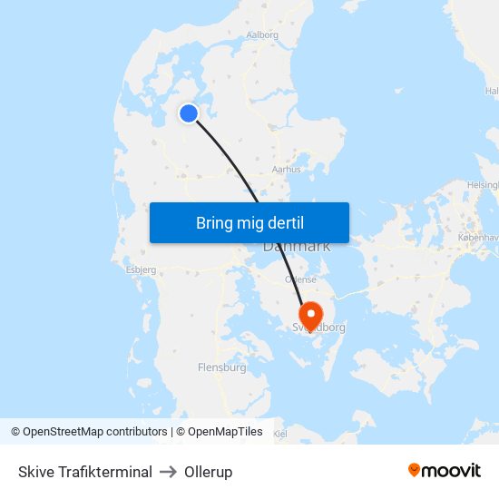 Skive Trafikterminal to Ollerup map