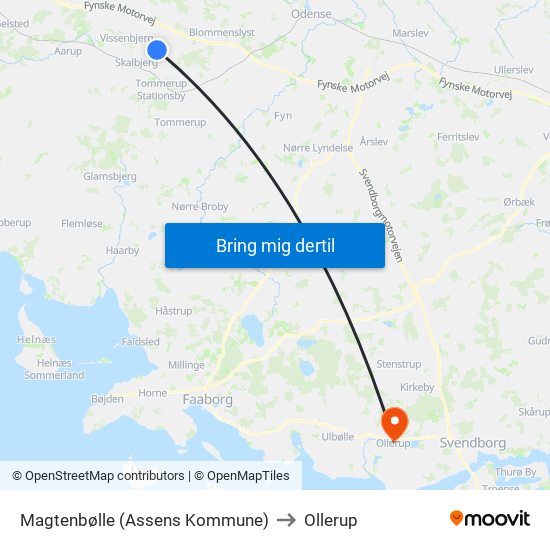Magtenbølle (Assens Kommune) to Ollerup map