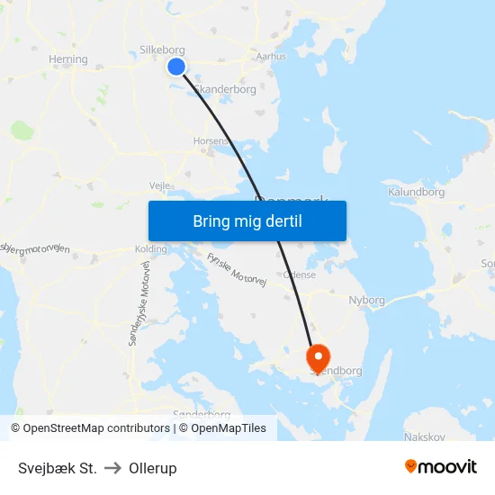 Svejbæk St. to Ollerup map