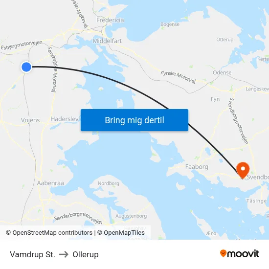 Vamdrup St. to Ollerup map